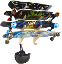 skateboard and longboard wall mounted storage rack