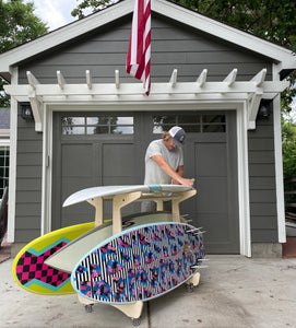 THE DROP IN surfboard storage work bench