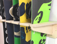 Load image into Gallery viewer, wall mounted snowboard storage rack