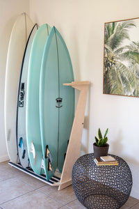 freestanding storage and display rack for surfboards