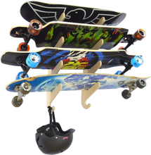Load image into Gallery viewer, skateboard and longboard wall mounted storage rack