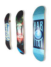 Load image into Gallery viewer, wall mounted skateboard and longboard deck display