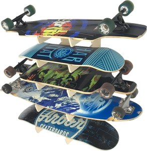 skateboard and longboard storage rack for wall